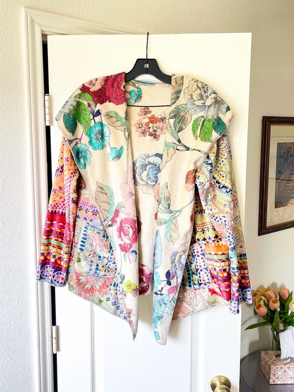 Johnny Was Reversible Sherpa Hooded Jacket Mosaic Multi Small EUC - Picture 2 of 10